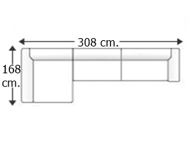 Sofá 3,5 plazas con 2 asientos y chaise longue derecho