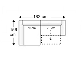 Sofá 1 asiento deslizante XL. con chaise longue derecha.