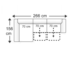 Sofá 2,5 plazas con 2 asientos XL. chaise longue derecha.