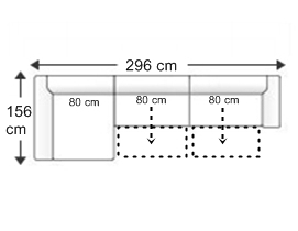 Sofá 3 plazas con 2 asientos XL. chaise longue derecha.