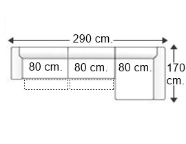 Sofá 3 plazas con 2 relax motor y chaise longue arcón izquierda