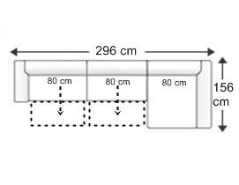 Sofá 3 plazas con 2 asientos XL. chaise longue izquierda.