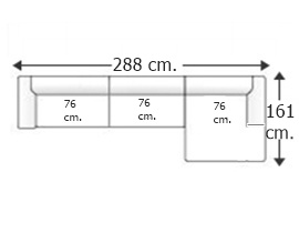 Sofá 3 plazas con chaise longue izquierda.