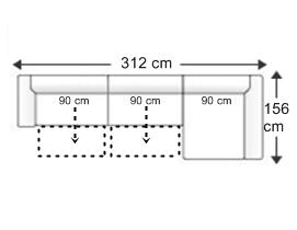 Sofá 3,5 plazas deslizantes XL. chaise longue izquierda.