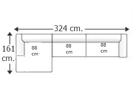 Sofá 3,5 plazas con chaise longue amplia derecha.