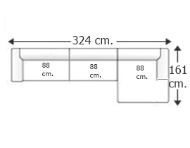 Sofá 3,5 plazas con chaise longue amplia izquierda.