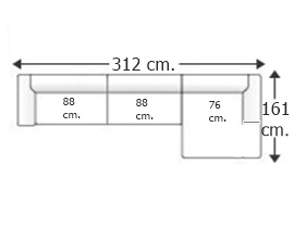 Sofá 3,5 plazas con chaise longue izquierda.