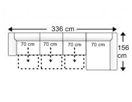 Sofá 4 plazas con 3 asientos XL. chaise longue izquierda.