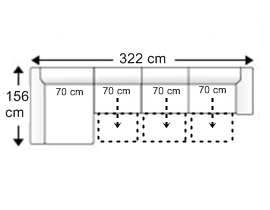 Sofá 4 plazas con 3 deslizantes XL. chaise longue derecha.