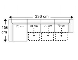 Sofá 5 plazas  con 3 asientos XL. chaise longue derecha.