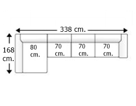 Sofá 4 plazas con 3 asientos y chaise longue derecho