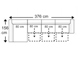 Sofá 5 plazas con 3 asientos XL. chaise longue derecha.