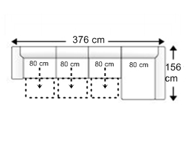 Sofá 5 plazas con 3 asientos XL. chaise longue izquierda.