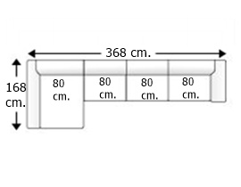 Sofá 5 plazas con 3 asientos y chaise longue derecho