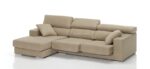 Sofá con 2 asientos extraibles y cabezales abatibles con chaise longue