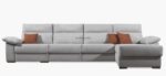 Sofá convertible en cama apertura italiana y deslizante carro con chaise longue a medida