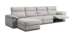 Sofá cama apertura italiana y asientos relax motor con chaise longue arcón