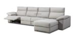 Sofá 3 asientos con chaise longue convertible en cama y relax motor