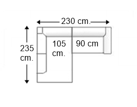 Sofá esquinero 2,5 plazas derecha