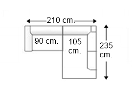 Sofá esquinero 2,5 plazas izquierda