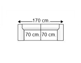 Sofá 2,5 plazas con 2 asientos fondo reducido 97 cm.