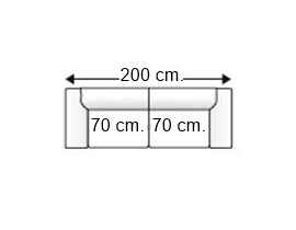 Sofá 2,5 plazas con 2 asientos