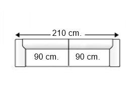 Sofá 3,5 plazas con 2 asientos fondo 97 cm.