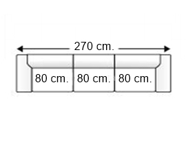 Sofá 5 plazas con 3 asientos fondo 97 cm.