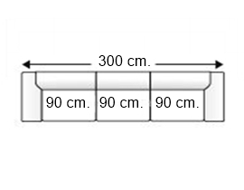 Sofá 5,5 plazas con 3 asientos fondo 97 cm.