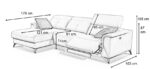 Sofá relax y chaise longue Tinos con medidas
