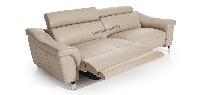 sofá tres plazas piel relax motor