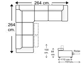 Sofá rinconera 4 plazas con 2 relax motor derecha