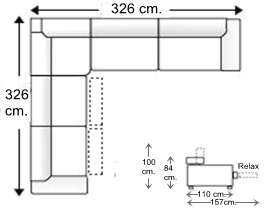 Sofá rinconera 6 plazas con 2 relax motor derecha.