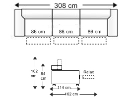 Sofá relax 6 plazas 3 asientos trimotor