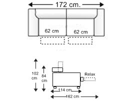 Sofá relax 2 plazas trimotor