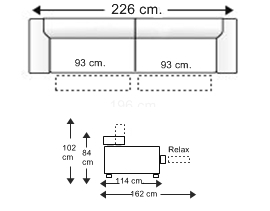Sofá relax 3,5 plazas trimotor