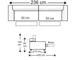 Sofá relax 4 plazas trimotor