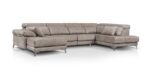 Sofá esquinero con chaise longue de patas altas a medida