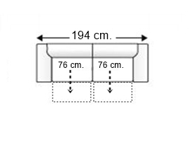 Sofá 3 plazas con 2 asientos deslizantes manual