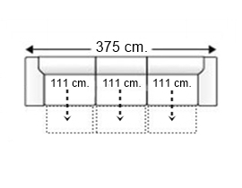 Sofá 6 plazas con 3 asientos deslizantes manual