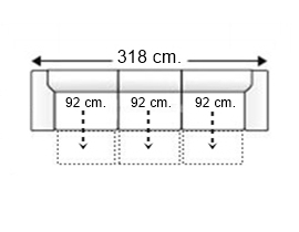 Sofá 5 plazas con 3 asientos deslizantes manual