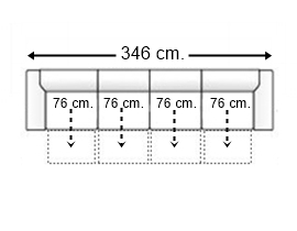Sofá 6 plazas con 4 asientos deslizantes manual