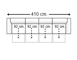 Sofá 7 plazas con 4 asientos deslizantes manual