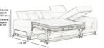 Sofá cama abierta con chaise longue con medidas