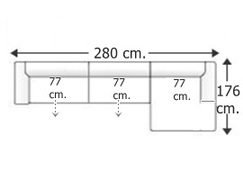Sofá 3 plazas con chaise longue izquierda.