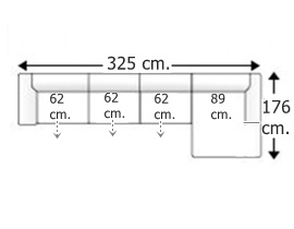 Sofá 3,5 plazas 3 asientos con chaise longue izquierda.