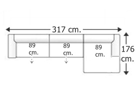 Sofá 3,5 plazas con chaise longue amplia izquierda.
