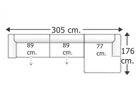 Sofá 3,5 plazas con chaise longue izquierda.