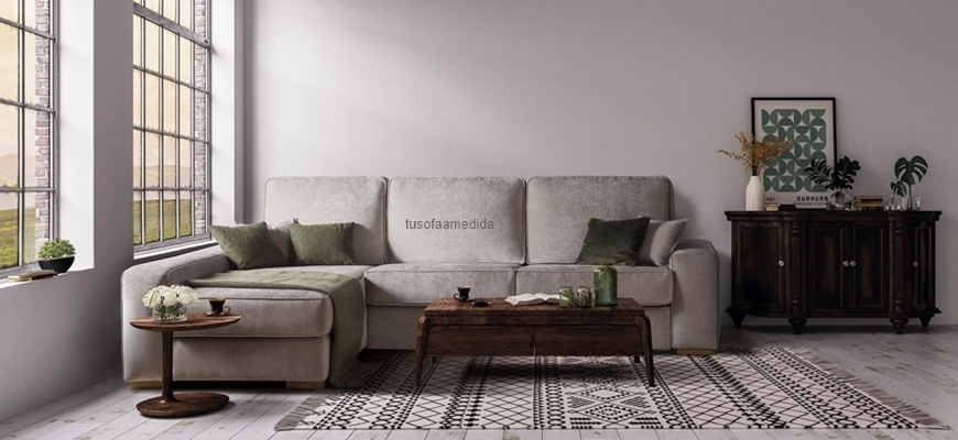 Sofá convertile en cama con chaise longue apertura italiana