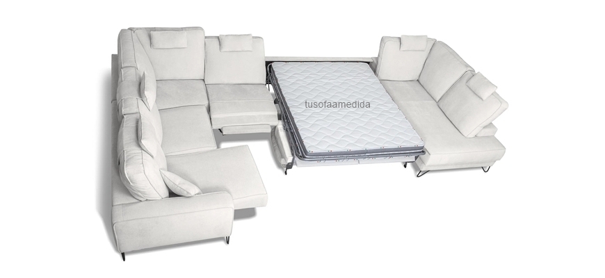 Sofá cama apertura italiana en rincón y color blanco